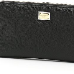Dolce & Gabbana Dauphine Calfskin Zip-Around Wallet NERO ROSA CHIARO