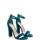 Incaltaminte Femei CheapChic Simple Statement Chunky Velvet Heels Teal