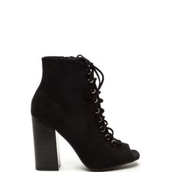 Incaltaminte Femei CheapChic Change Of Pace Lace-up Peep-toe Booties Black