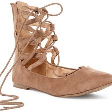Chase & Chloe Preston Lace-Up Flat TAUPE
