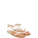 Incaltaminte Femei CheapChic Feet First Metallic Strap Sandals Whitegold