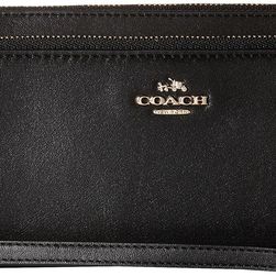 COACH Smooth Leather Double Zip Accordion Black