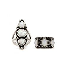 Bijuterii Femei Forever21 Faux Stone Ring Set Bsilverwhite