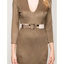 Accesorii Femei CheapChic Oh Chain Link Buckle Stretch Belt TaupeKhaki