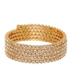 Natasha Accessories Tiny Crystal Coil Bracelet GOLD