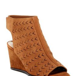 Incaltaminte Femei Via Spiga Leatrice Perforated Wedge Sandal LUGGAGE