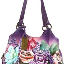 Anuschka Handbags Triple Compartment Medium Satchel Purple