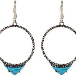 Steve Madden Triangle Turquoise Ring Drop Earrings BURNISHED SILVER