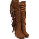 Incaltaminte Femei CheapChic Fringe Out Faux Suede Boots Tan