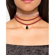 Bijuterii Femei CheapChic Dark Magic 2pc Layer Choker Set Red Ptrn