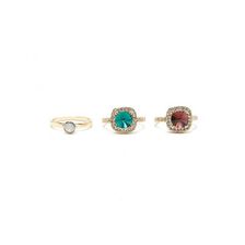 Bijuterii Femei Forever21 Faux Gem Ring Set Goldgreen