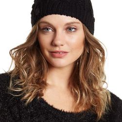 Accesorii Femei Vince Camuto Cable Knit Genuine Rabbit Pompom Beanie CAVIAR