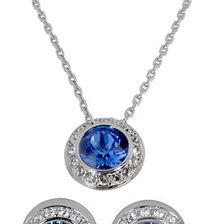 Swarovski Angelic Sapphire Pendant And Pierced Earrings Set 1106375 N/A