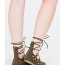 Incaltaminte Femei CheapChic Share The Love Lace-up Cut-out Flats Olive