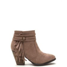 Incaltaminte Femei CheapChic Fringe Benefit Faux Suede Booties Taupe