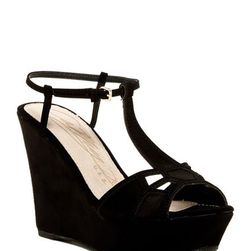 Incaltaminte Femei Elegant Footwear Prince T-Strap Platform Wedge Sandal BLACK