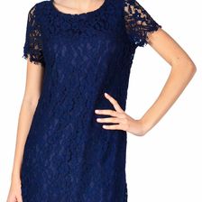 Rochie de ocazie bleumarin scurta din dantela D33