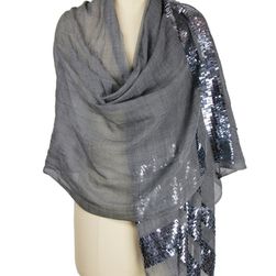 Accesorii Femei Saachi Grey Wool Simply Striped Sequins Wrap No Color