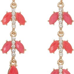 Natasha Accessories Linear Dangle Earrings PINK