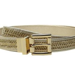 Accesorii Femei Michael Kors 25mm Reversible Straw Belt with Saffiano Binding and Eyelets Gold
