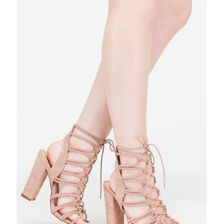 Incaltaminte Femei CheapChic Finding Loopholes Lace-up Chunky Heels Mauve