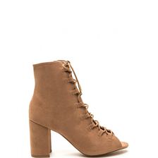 Incaltaminte Femei CheapChic Daily Strut Lace-up Chunky Booties Taupe