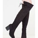 Incaltaminte Femei CheapChic Laces On Faux Suede Thigh-high Boots Black