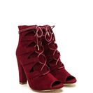 Incaltaminte Femei CheapChic Lace Me Away Chunky Peep-toe Heels Wine