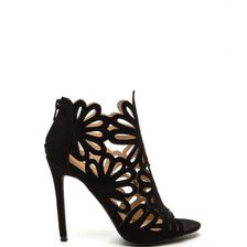 Incaltaminte Femei CheapChic To The Petal Caged Faux Suede Heels Black