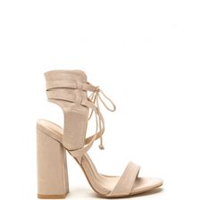 Incaltaminte Femei CheapChic Featured Model Faux Suede Chunky Heels Nude