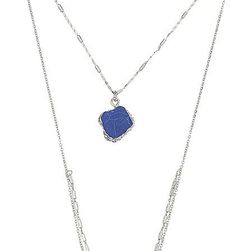 GUESS Look of 3 Necklace w/ Organic Stones Silver/Blue
