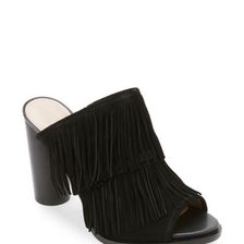 Incaltaminte Femei French Connection Black Uriah Fringed Peep Tote Mule Pumps Black