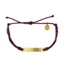 Accesorii Femei Pura Vida Gold Hammered Flat Bar Burgundy Multicolor