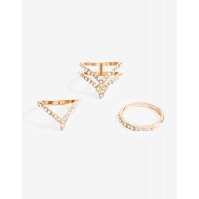 Bijuterii Femei CheapChic Double Up V Caged 3pc Ring Set Met Gold