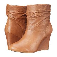 Incaltaminte Femei Chinese Laundry U Bet Leather Wedge Bootie New Cognac