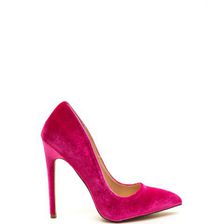 Incaltaminte Femei CheapChic Head To Toe Pointed Velvet Pumps Fuchsia