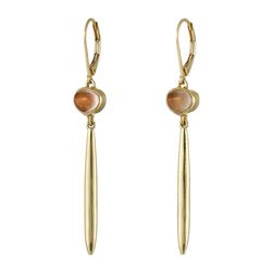 Cole Haan Linear Stone Drop Earrings Gold/Rose Quartz