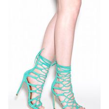 Incaltaminte Femei CheapChic Laced And Loaded Faux Suede Heels Seagreen