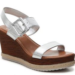 Incaltaminte Femei Italian Shoemakers Metallic Strap Wedge Sandal Silver