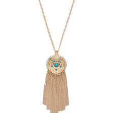 Bijuterii Femei Forever21 Chain Fringe Longline Necklace Goldturquoise