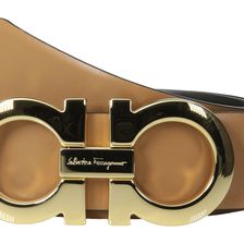 Salvatore Ferragamo 237601 Double Gancini Wide Belt Sienne