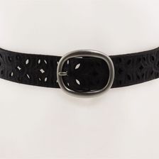 Fossil Floral Perforated Strap Black