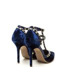 Incaltaminte Femei CheapChic Rocker Status Studded Velvet Caged Heels Navy