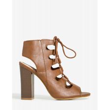 Incaltaminte Femei CheapChic Stash-01v Cut Throat Lace Up Bootie Cognac