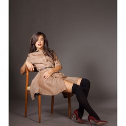 Rochie maro, din lana texturata, Barbara Dress, Framboise