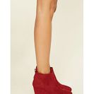 Incaltaminte Femei Forever21 Faux Suede Wedge Booties Red