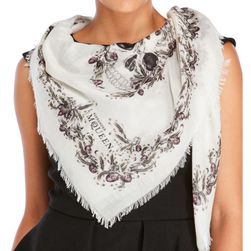 Accesorii Femei Alexander McQueen White Skull Scarf White Green