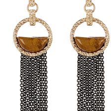 Steve Madden Two-Tone Textured Circle Tiger's Eye Earrings GOLD-BLACK-TIGERS EY