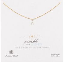 Dogeared Two-Tone Sparkle Bead Wishbone Necklace GOLD