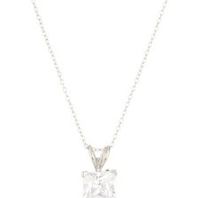 Bijuterii Femei Savvy Cie Radiant Cut Simulated White Diamond Pendant Necklace silver